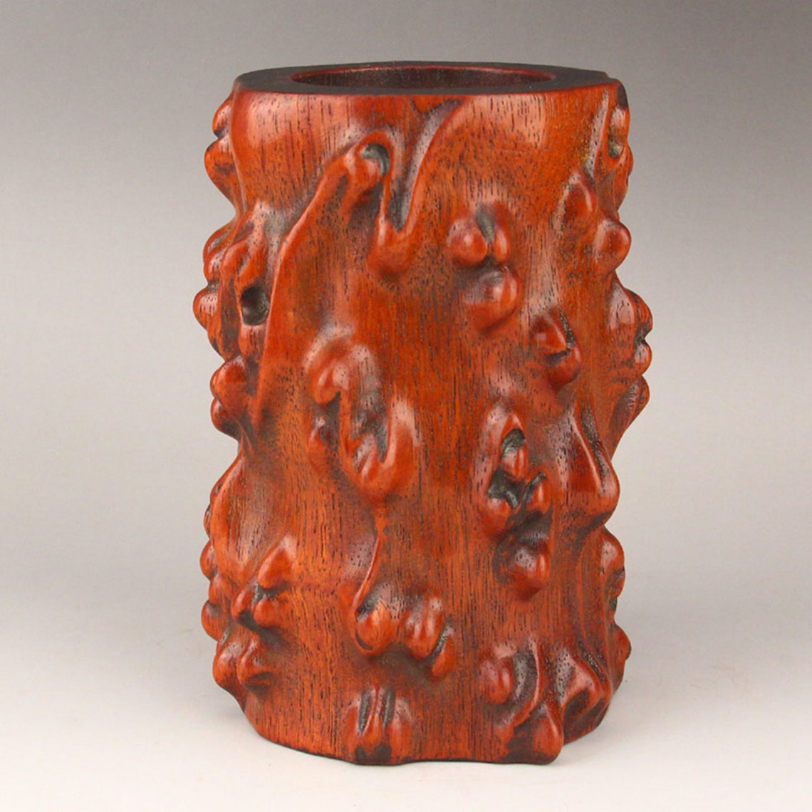 N1802 Vintage Chinese Zitan Wood Original Wood Brush Pot Etsy