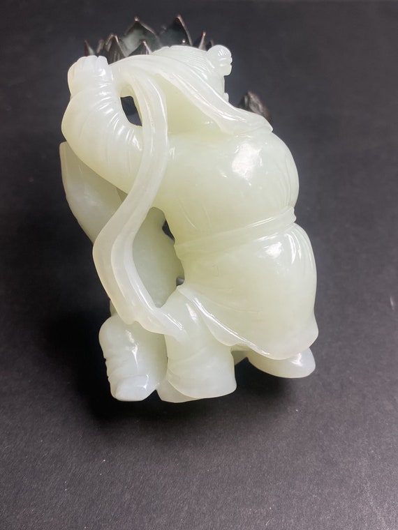 A6726 Chinese White Hetian Jade Fortune Kids Pend… - image 5