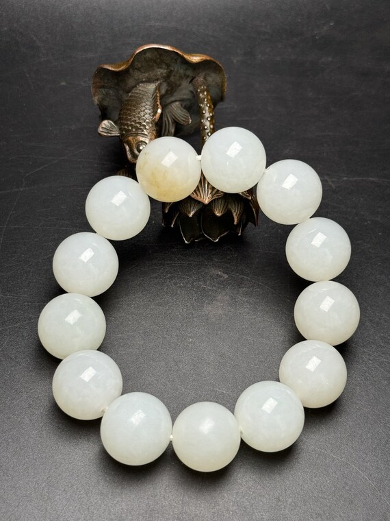 N0958 Superb Chinese Natural Hetian Jade Beads Br… - image 2