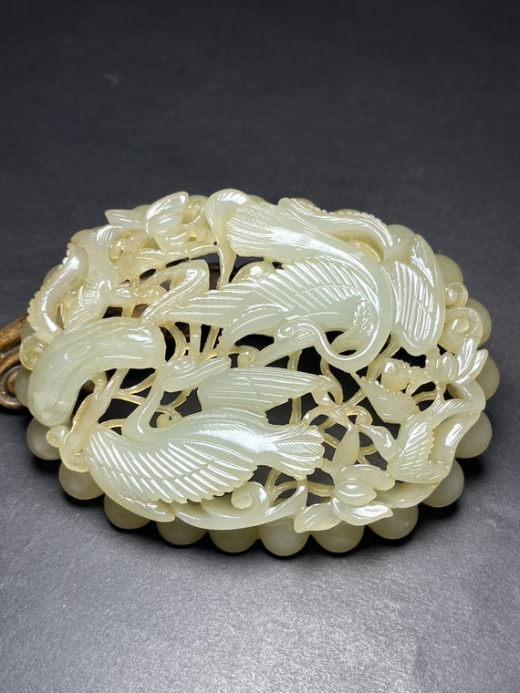 E7247 Openwork Vintage Chinese Hetian Jade Carved 