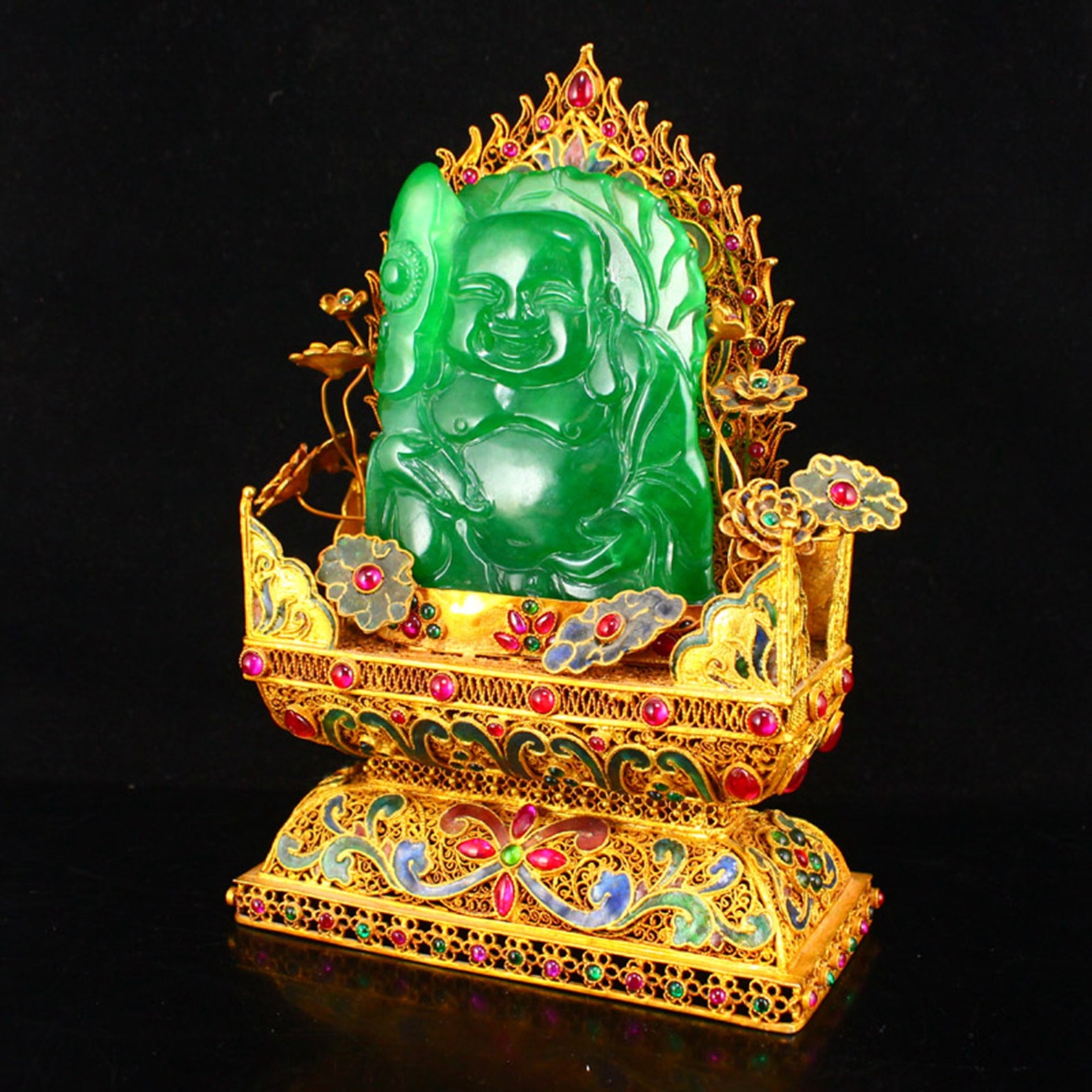 N1854 Beautiful Natural Green Jade Laughing Buddha Statue w Etsy