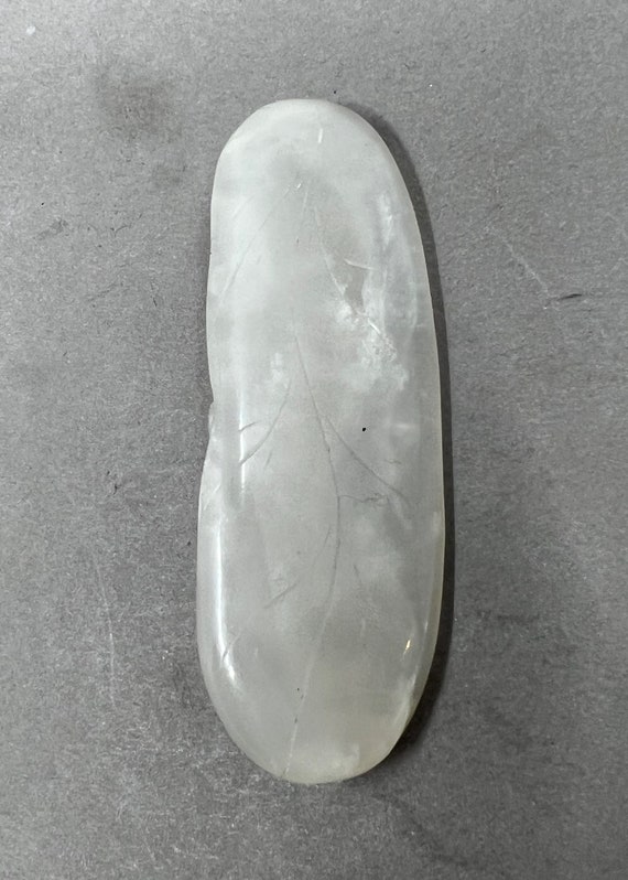 Chinese Hetian Jade Pendant w Worm & Fortune Bat - image 3