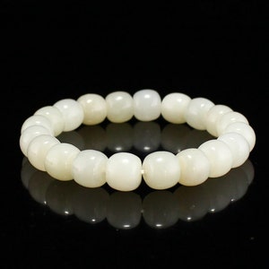 N0449 Chinese Natural Hetian Jade Beads Bracelet