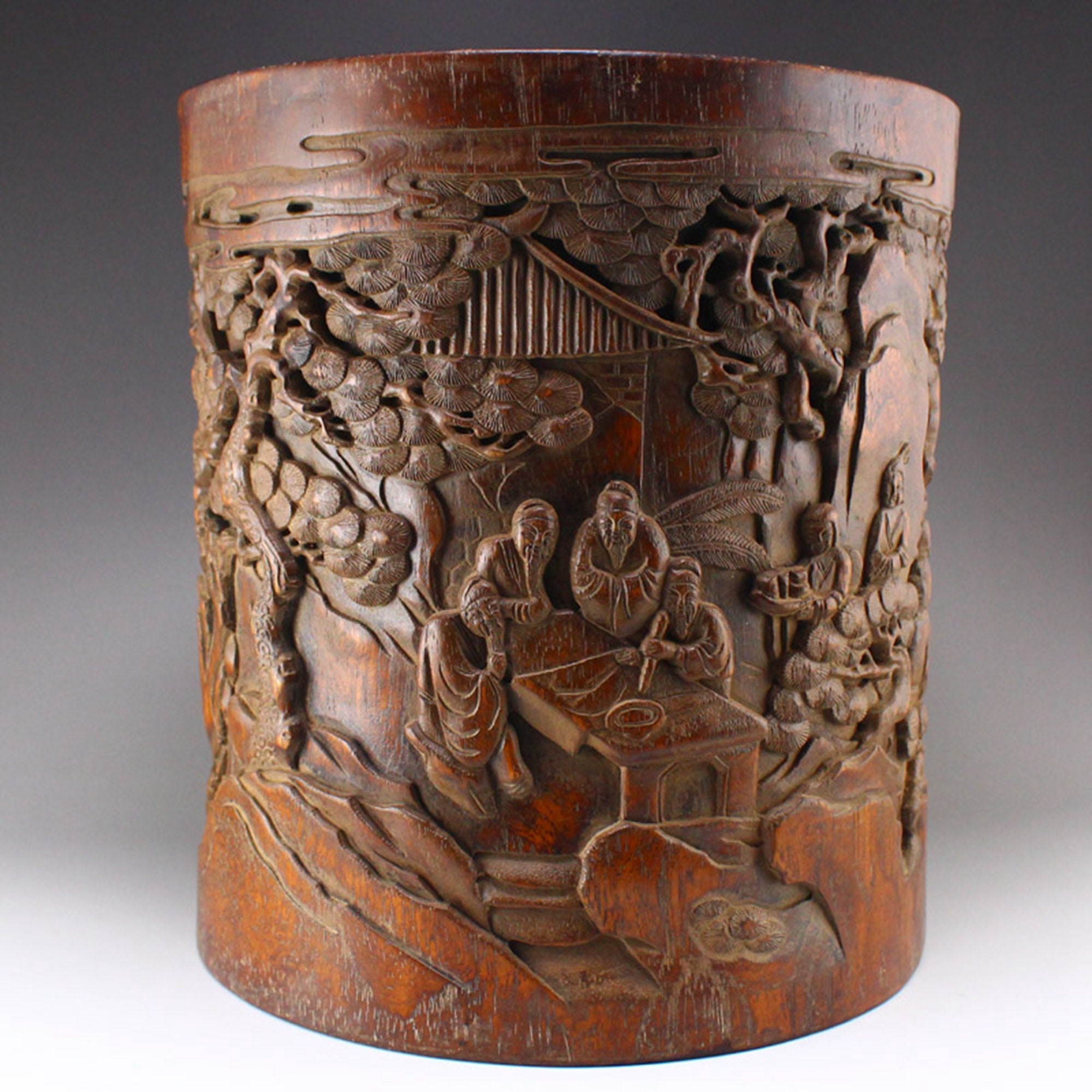 N1710 Vintage Chinese Zitan Wood Low Relief Scenery Figure Etsy