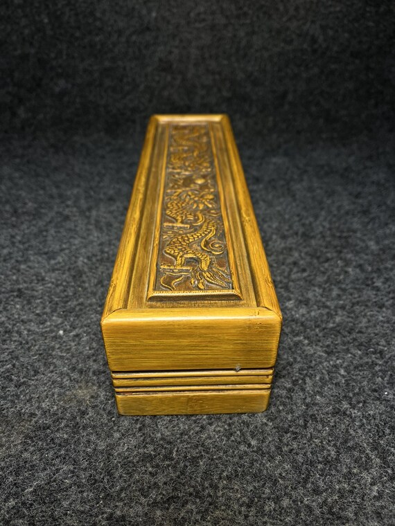 E7233 Vintage Chinese Bamboo Low Relief D=Fortune… - image 3