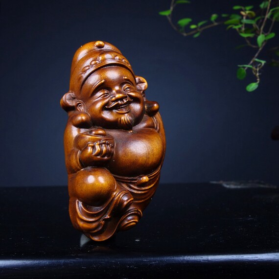 E8966 Chinese Boxwood Wood Carved Fortune Taoism … - image 3