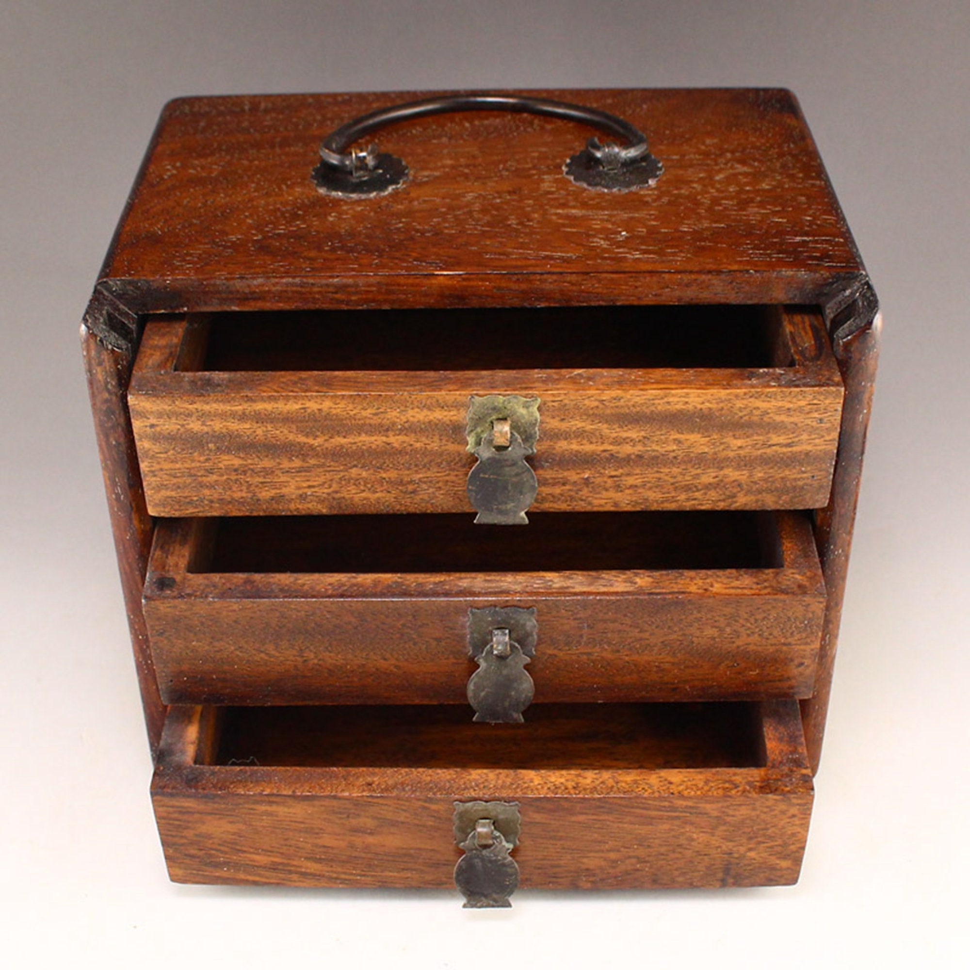 N3464 Vintage Chinese Zitan Wood Three Layers Jewelry Box Etsy