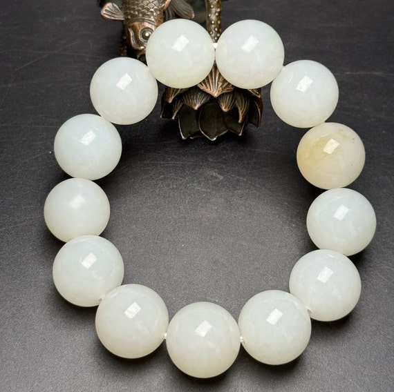 N0958 Superb Chinese Natural Hetian Jade Beads Br… - image 1