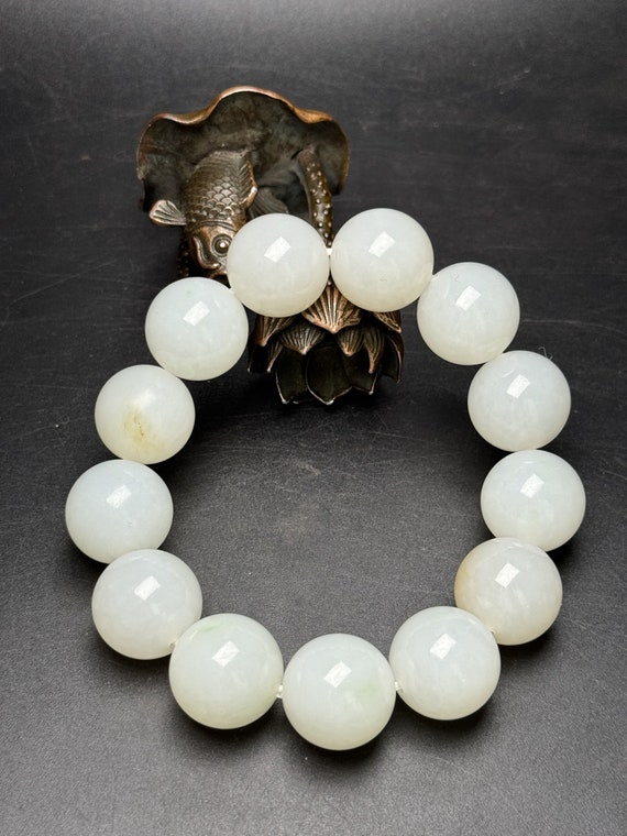 N0958 Superb Chinese Natural Hetian Jade Beads Br… - image 3