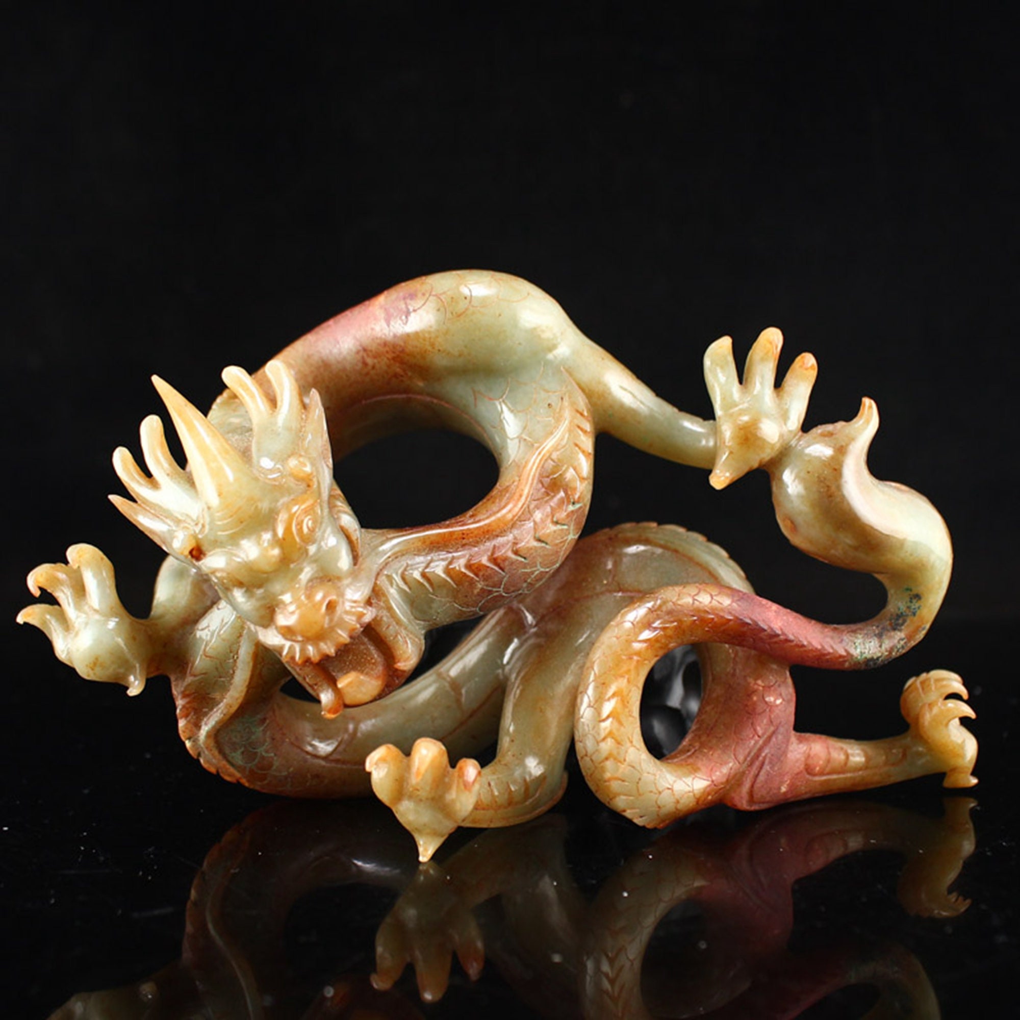 N6405 Vintage Chinese Hetian Jade Lucky Dragon Statue | Etsy UK
