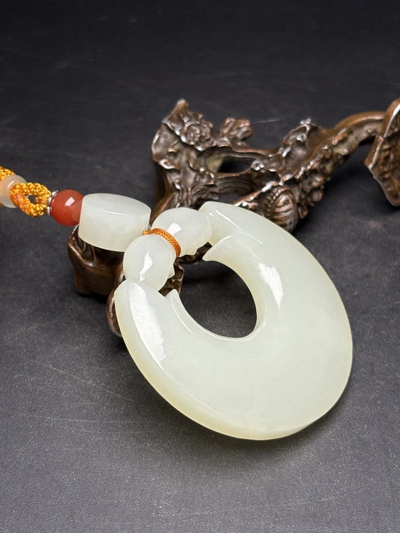 E8399 Chinese Natural White Hetian Jade Pendant - image 5