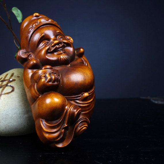 E8966 Chinese Boxwood Wood Carved Fortune Taoism … - image 6