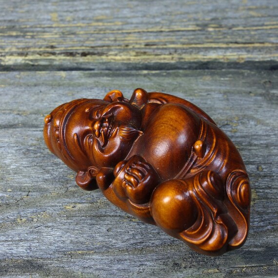 E8966 Chinese Boxwood Wood Carved Fortune Taoism … - image 8