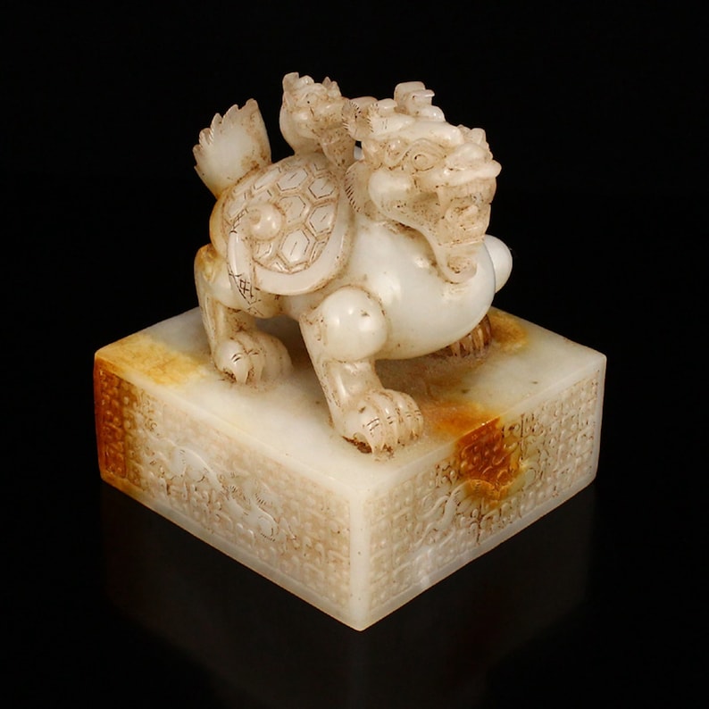 Chinese Broadsword Sword Natural Hetian Nephrite Jade Carving