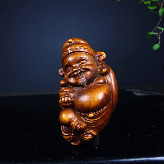 E8966 Chinese Boxwood Wood Carved Fortune Taoism … - image 4