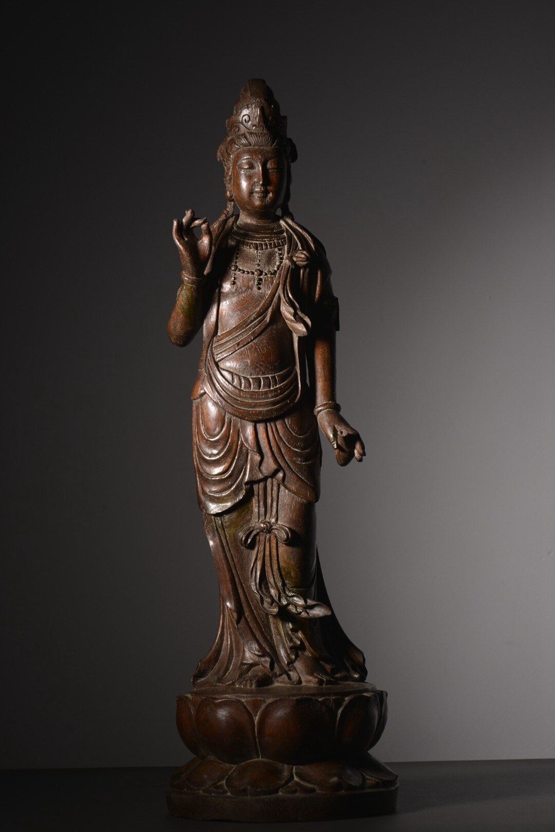 E4908 Old Chinese Chenxiang Wood Kwanyin Statue Etsy