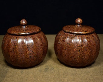 N1710 A Pair Chinese Lacquerware Weiqi Pots