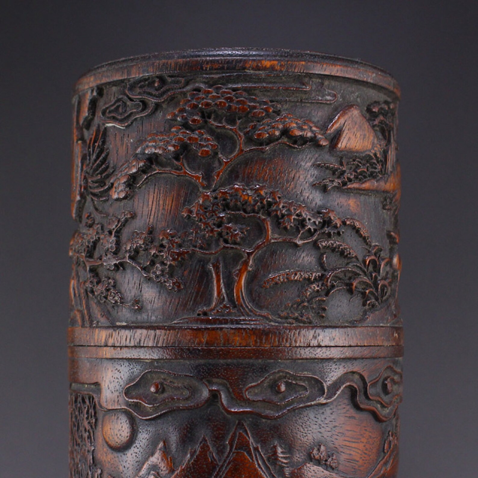 N2530 Chinese Zitan Wood Low Relief Pine Tree & Figure Etsy