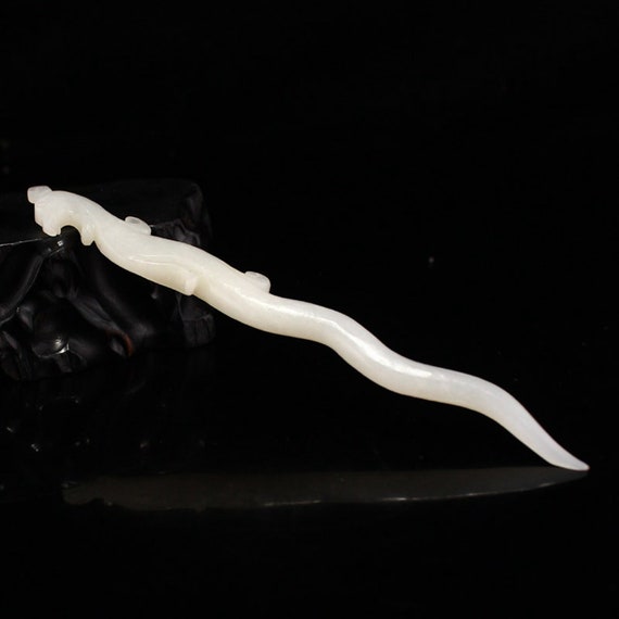 E9780 Chinese Natural Hetian Jade Carved Phoenix … - image 1