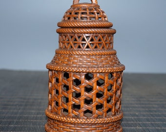 Ancienne cage à grillons en bois de buis chinois ajouré N1741