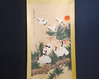 N0292 Acquerello cinese su gru di carta Xuan e pittura su albero di pino - Tian Shiguang
