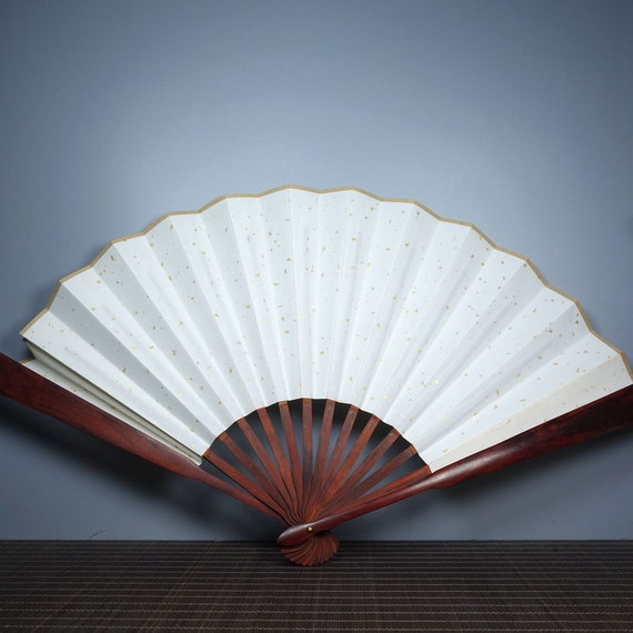 E9686 Chinese Zitan Wood & Xuan Paper Fan - image 1