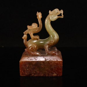 N5831 Vintage Chinese Hetian Jade Figure Statue