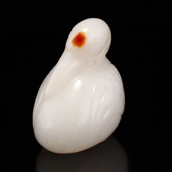 N0580 Chinese Natural Hetian Jade Carved Goose Pe… - image 3