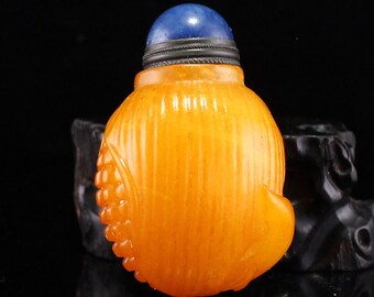 N8139 Superb Vintage Chinese Hetian Jade Corn Shape Snuff Bottle