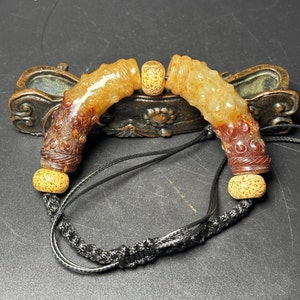 E7956 Vintage Chinese Hetian Jade Pendant w Bracelet