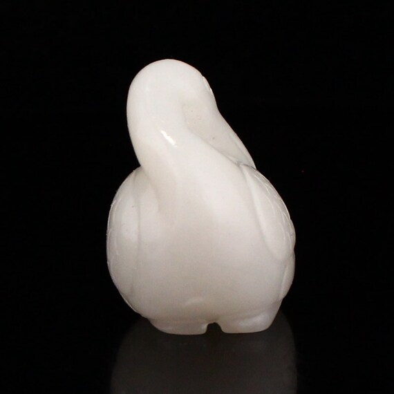 N0580 Chinese Natural Hetian Jade Carved Goose Pe… - image 6