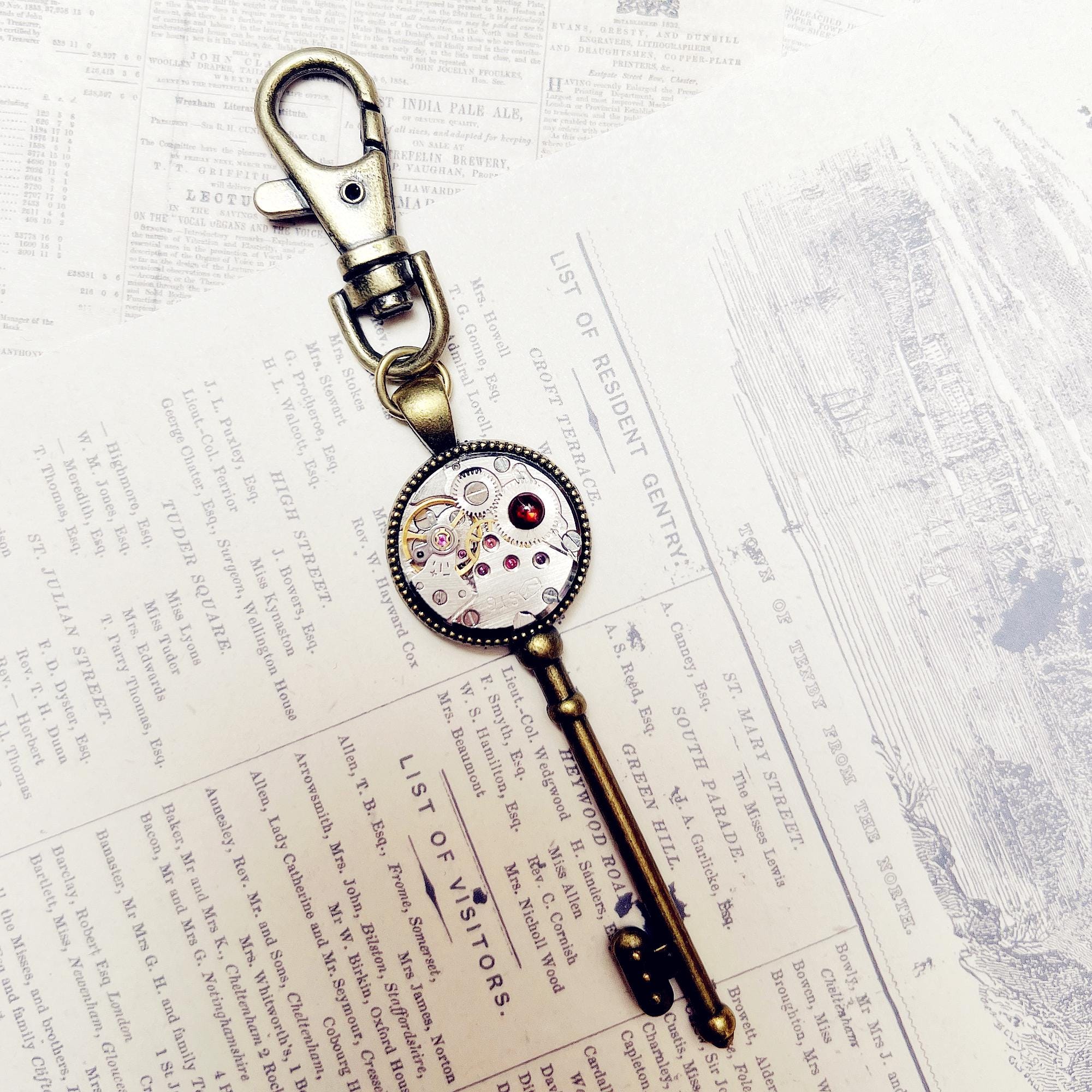 Vintage Keychain,ruby,vitage Watch Movement,punk Mechanical,wallet ...