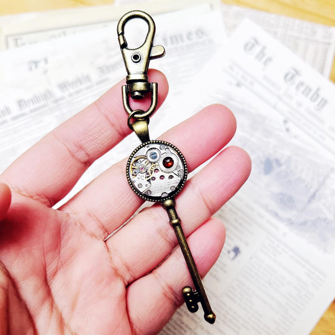Vintage Keychain,ruby,vitage Watch Movement,punk Mechanical,wallet ...