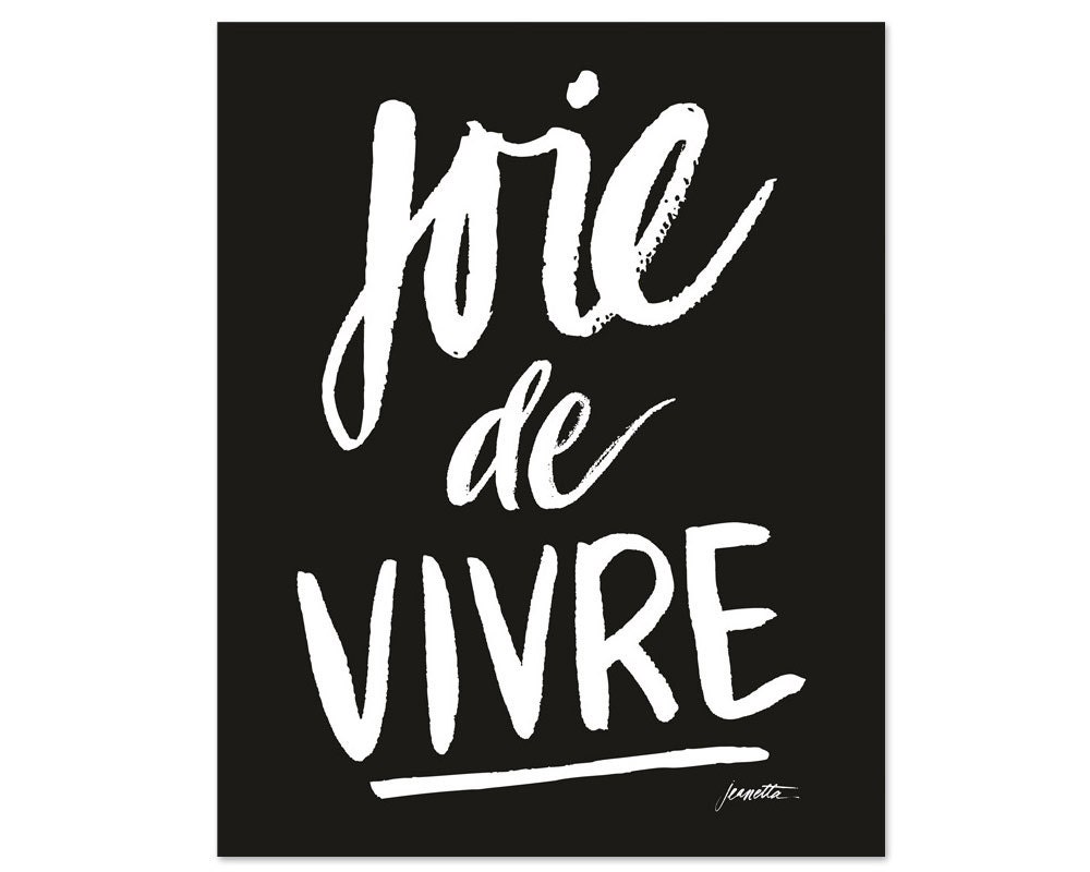 8x10 Joie de Vivre hand-lettered poster: Black and | Etsy