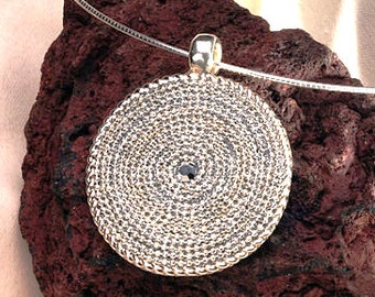 Round 925 sterling silver pendant necklace - geometric silver pendant - bridal jewelry - trending jewelry