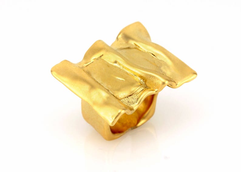 electroformed sculptured ring 24k gold ring gold statement ring chunky gold rings for women wide ring image 2