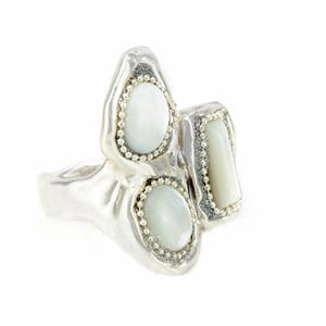 mother of pearl ring statement ring chunky silver ring for women 925 sterling silver ring image 4