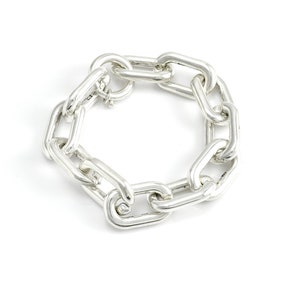 Chain & Link Bracelet, 925 Sterling Silver, Gift for her image 2