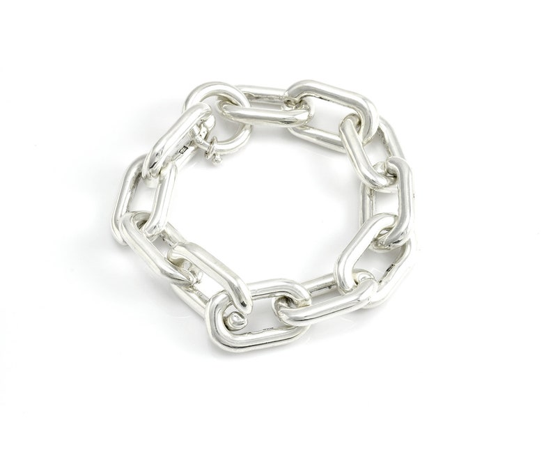 Chain & Link Bracelet, 925 Sterling Silver, Gift for her image 2
