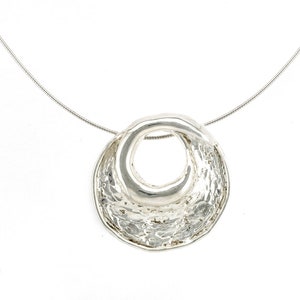 Silver round pendant necklace bridal necklace 925 sterling silver jewelry / 24K gold plated image 2