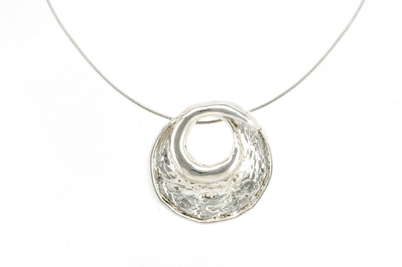 Silver round pendant necklace bridal necklace 925 sterling silver jewelry / 24K gold plated image 2