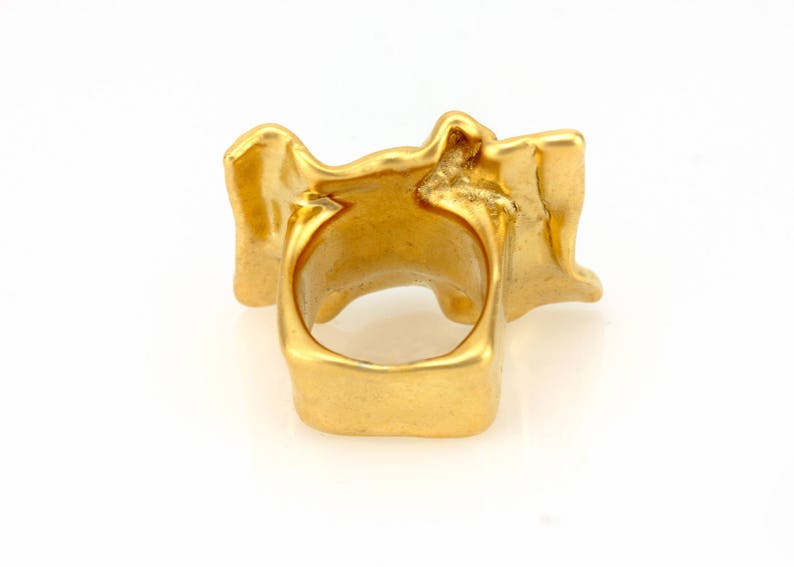 electroformed sculptured ring 24k gold ring gold statement ring chunky gold rings for women wide ring image 7