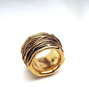 chunky wide gold band ring for women, wedding ring