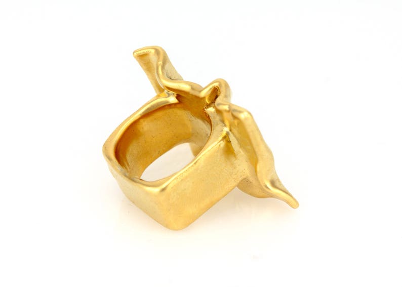 electroformed sculptured ring 24k gold ring gold statement ring chunky gold rings for women wide ring image 6
