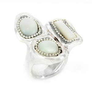 mother of pearl ring statement ring chunky silver ring for women 925 sterling silver ring image 7