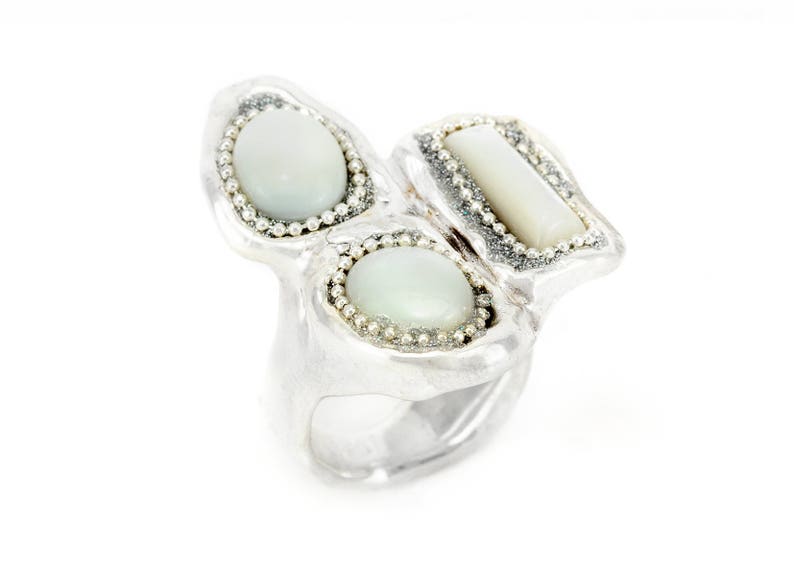 mother of pearl ring statement ring chunky silver ring for women 925 sterling silver ring image 7