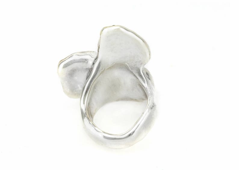 mother of pearl ring statement ring chunky silver ring for women 925 sterling silver ring image 6