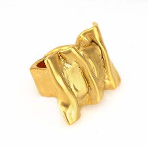electroformed sculptured ring 24k gold ring gold statement ring chunky gold rings for women wide ring image 5