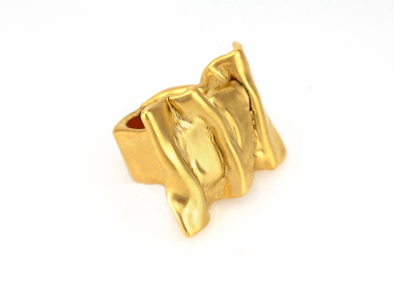 electroformed sculptured ring 24k gold ring gold statement ring chunky gold rings for women wide ring image 5
