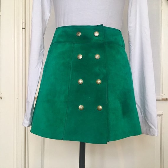 Gorgeous Vintage 60’s - 70’s Emerald Green Suede M